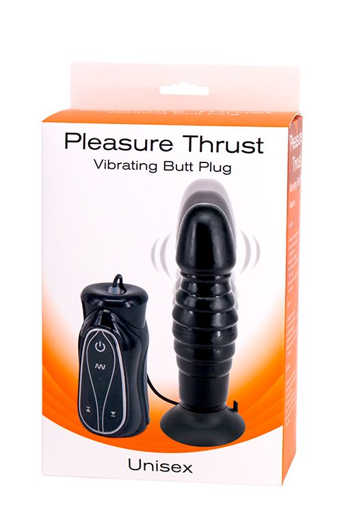 Чёрный анальный вибратор на присоске Pleasure Thrust - 14 см.